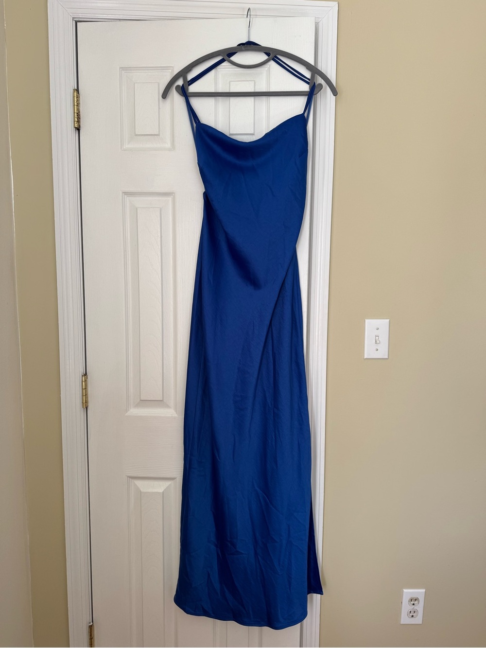 Meshki Royal Blue Cowl Neck Slip Maxi Dress